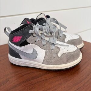 Nike Air Jordan 1 Mid Sneakers Shoes Toddler 6c Retro Rare Gray Pink Unisex